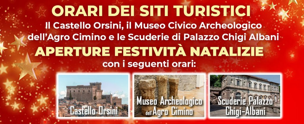 Orario di apertura dei Siti Turistici durante le festività natalizie 2021